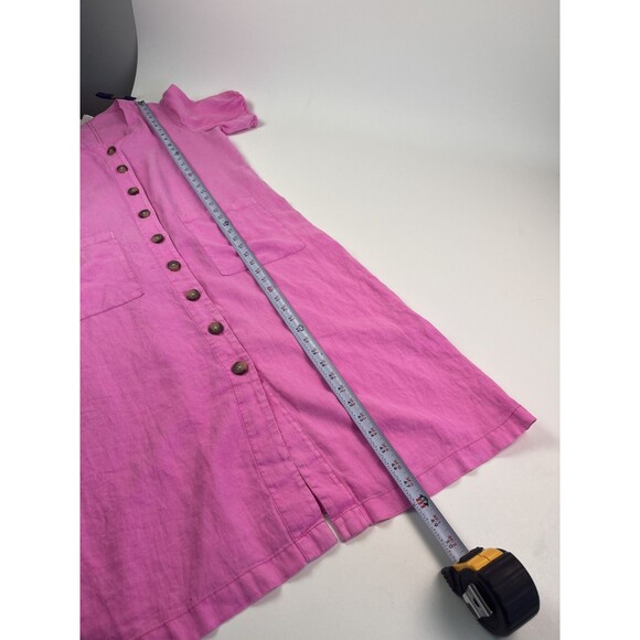 Lou & Grey Linen Maxi Dress L Pink Relaxed Fit Button Front Minimalist Resort - Picture 6 of 7